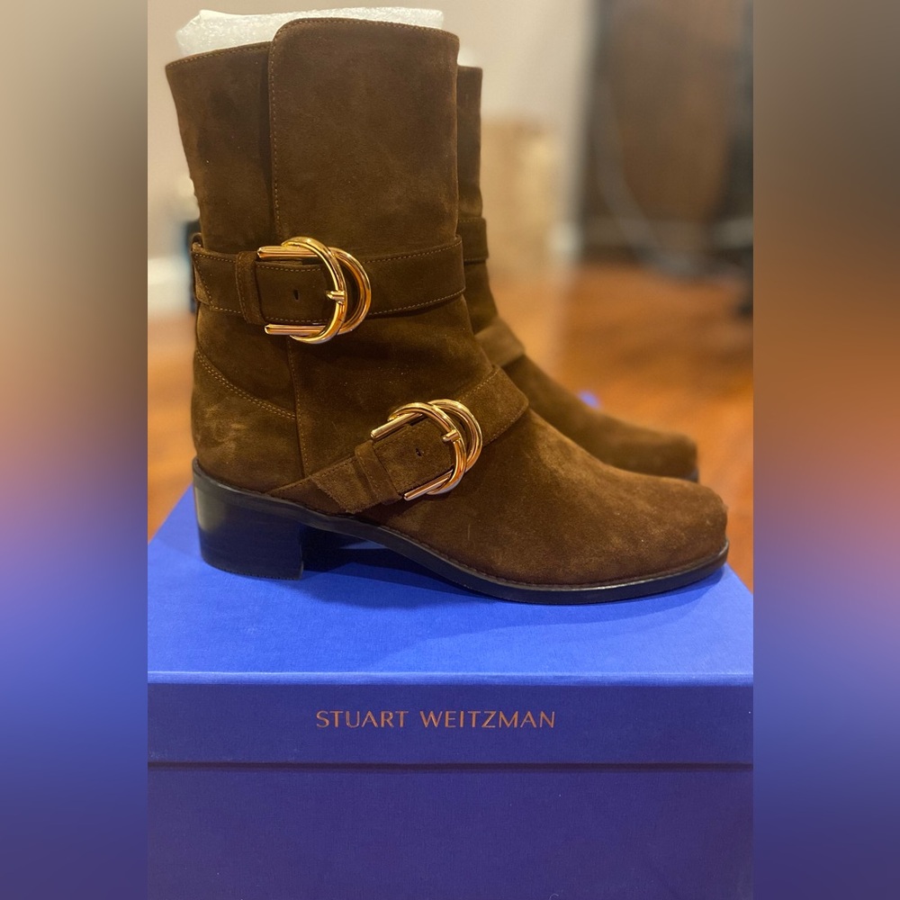 Stuart Weitzman Britain Reserve Suede Brown Boots Womens US 6M